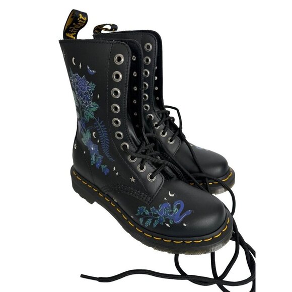 NEW Doc Dr. Marten’s 1490 Mystic Garden Floral Black Boots EU 37 US 6 Women's - Picture 2 of 7